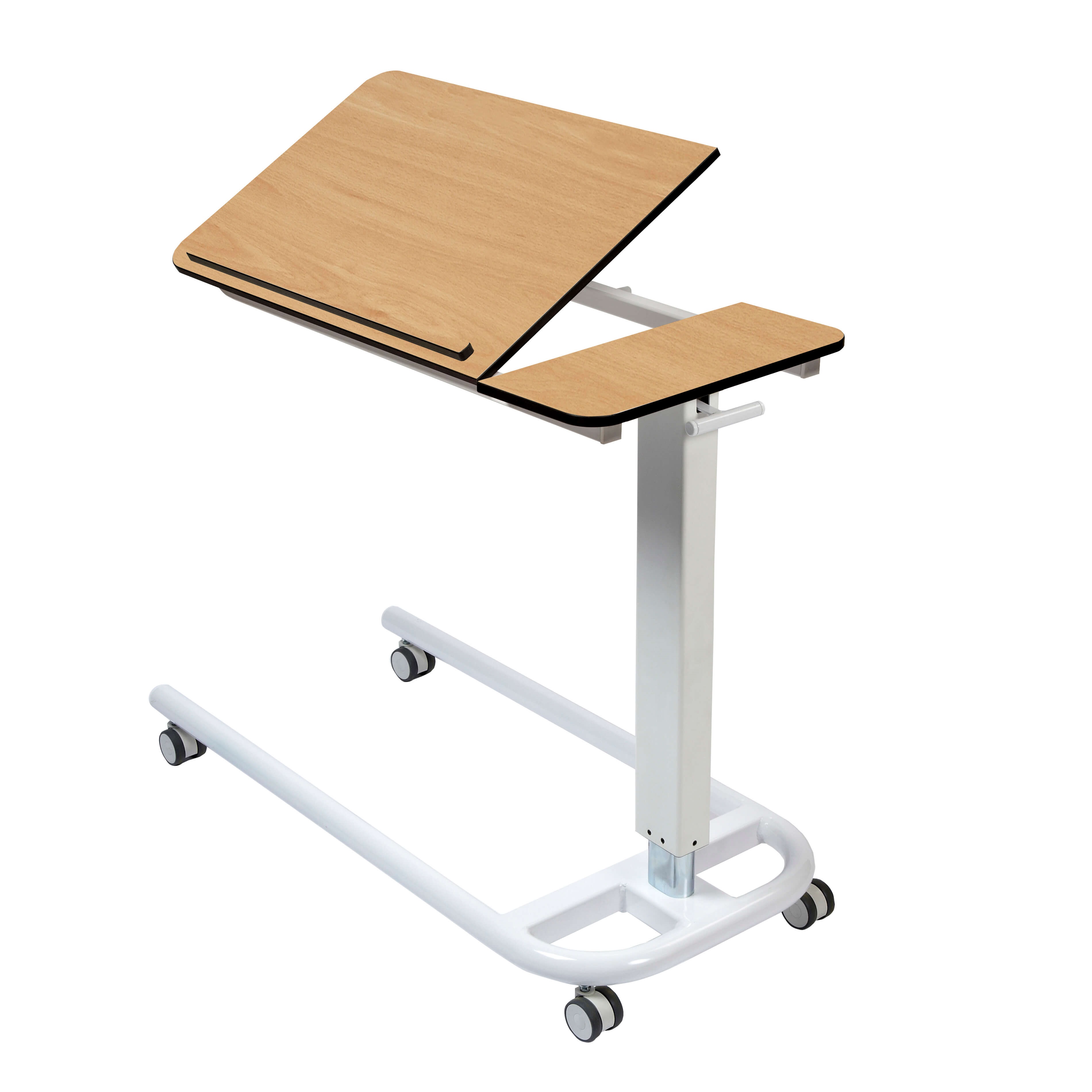 Overbed/Overchair Table with Parallel Base, Tilting Top with 1 Retaining Lip [Sun-OBT4P/CM/1LT]