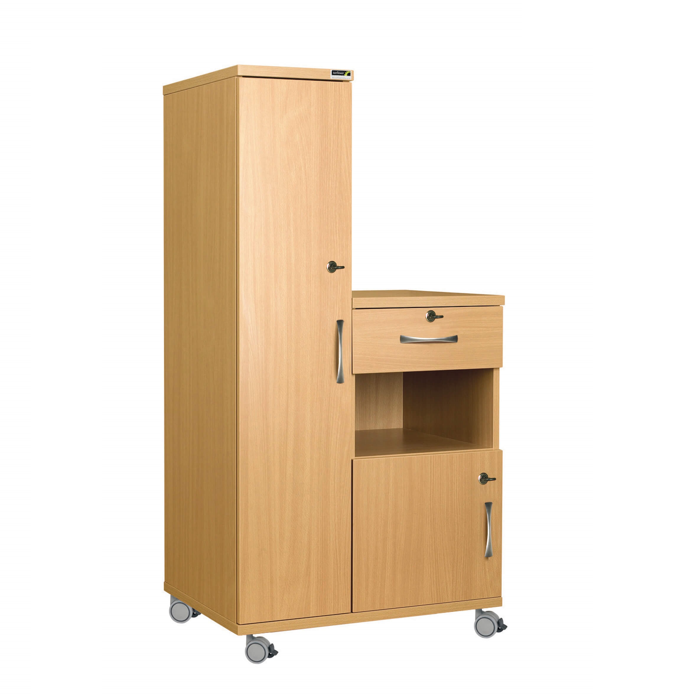 Left Hand Bedside Cabinet Combination Unit with Locks - MFC Material [Sun-CBHBC4-MFC-LOCKS]