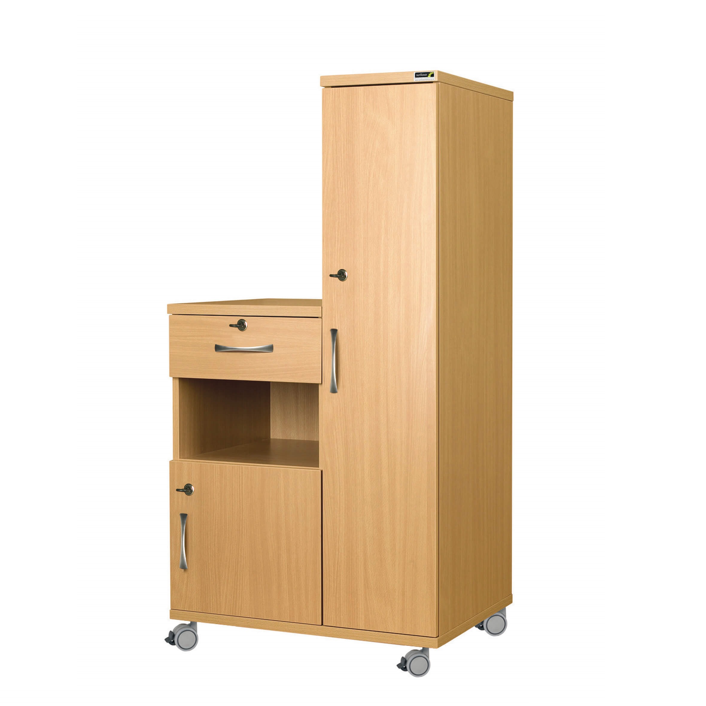 Right Hand Bedside Cabinet Combination Unit with Locks - MFC Material [Sun-CBHBC5-MFC-LOCKS]