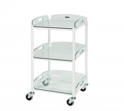 Dressing Trolley, 3 Glass Effect Safety Trays [Sun-DT4G3]