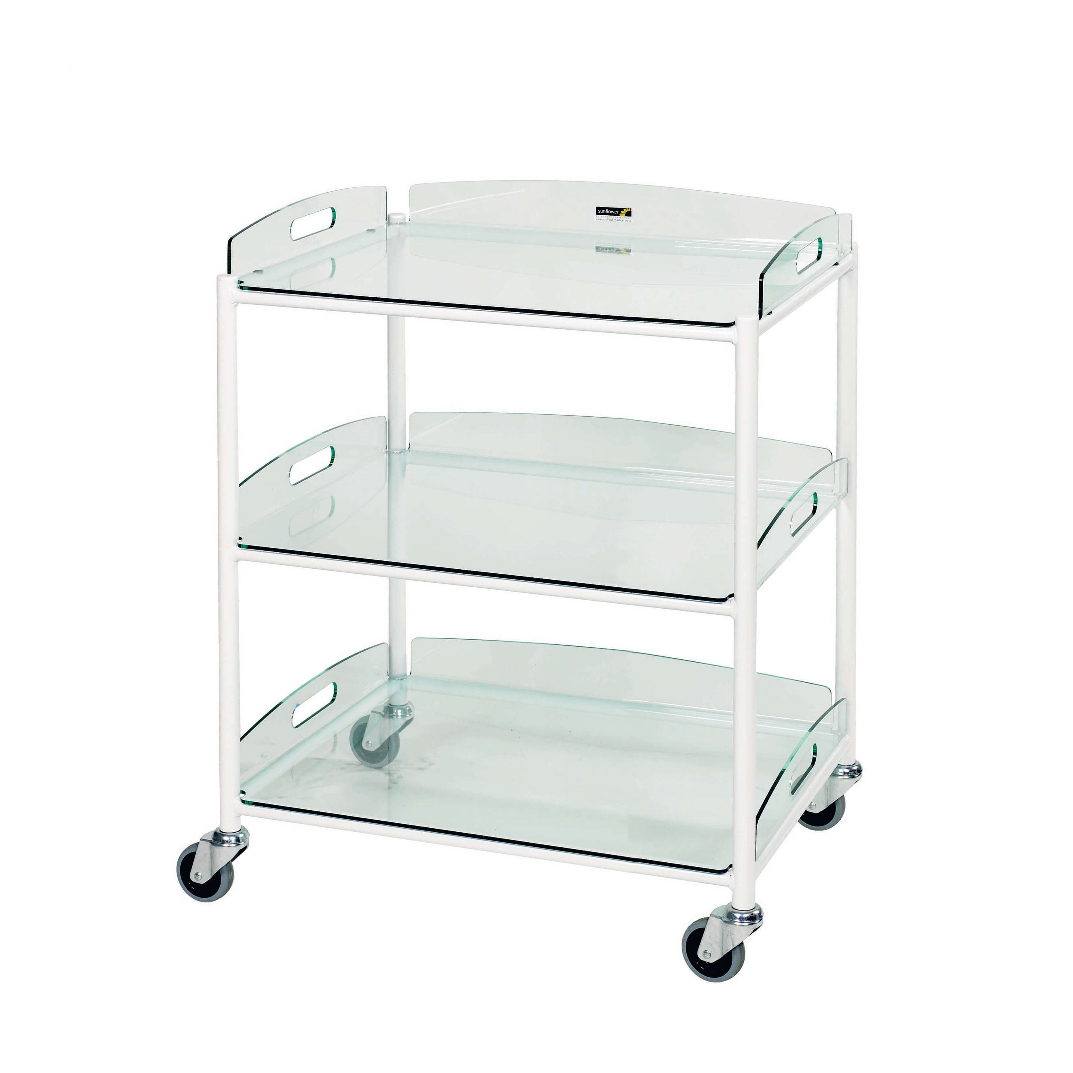 Dressing Trolley, 3 Glass Effect Safety Trays [Sun-DT6G3]