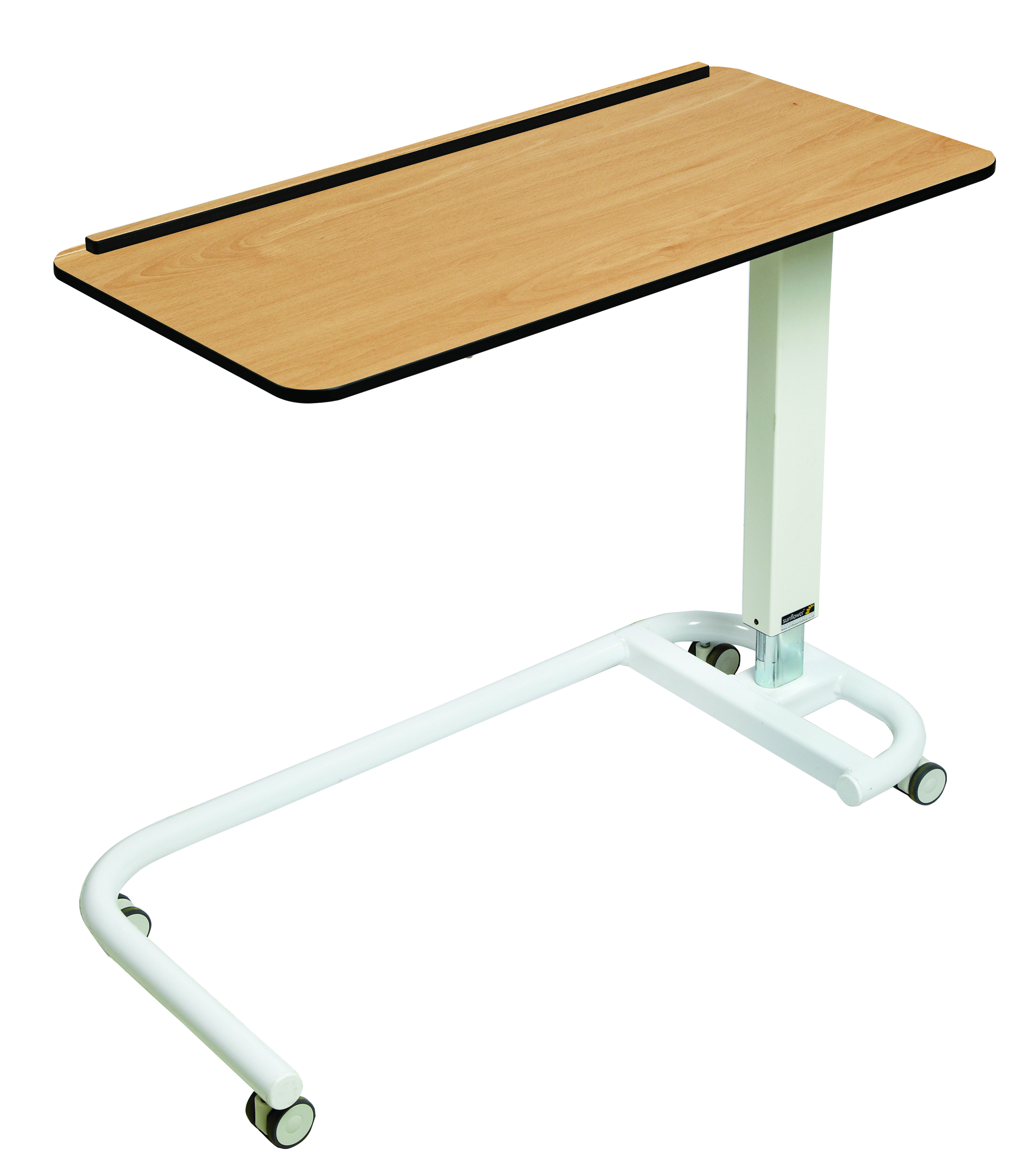 Overbed/Overchair Table with C-Shaped Base, Flat Top with 1 Raised Lip [Sun-OBT3C/CM/1L]
