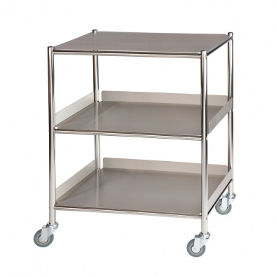 Surgical Trolley, 1 Stainless Steel Shelf & 2 Trays [Sun-ST6S3SF]