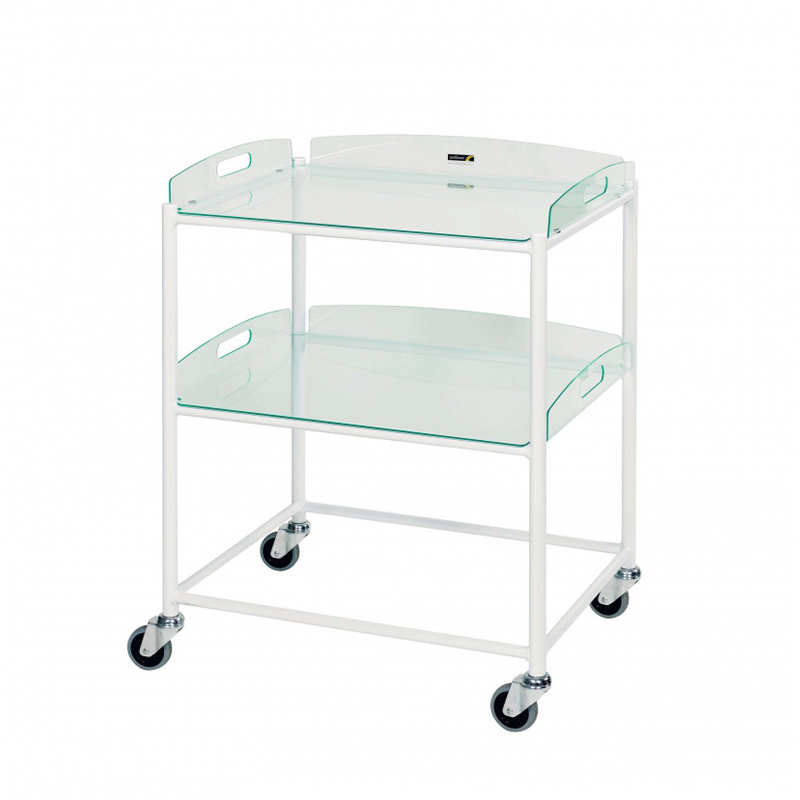 Dressing Trolley, 2 Glass Effect Safety Trays [Sun-DT6G2]
