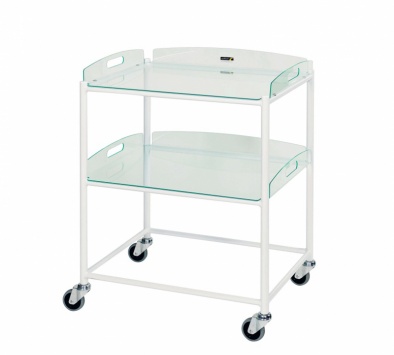 Dressing Trolley, 2 Glass Effect Safety Trays [Sun-DT6G2]