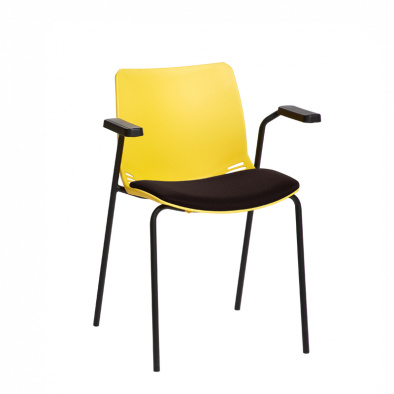 Neptune Visitor Chair with Arms and Black Intervene Material Upholstered Seat Pad [Sun-SEAT71/IV/BLACK]