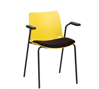 Neptune Visitor Chair with Arms and Black Intervene Material Upholstered Seat Pad [Sun-SEAT71/IV/BLACK]