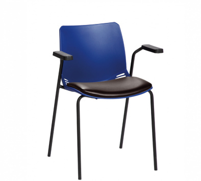 Neptune Visitor Chair with Arms and Black Vinyl Upholstered Seat Pad [Sun-SEAT71/VYL/BLACK]